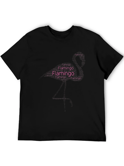 Flamingo Word Art Graphic Black T-Shirt