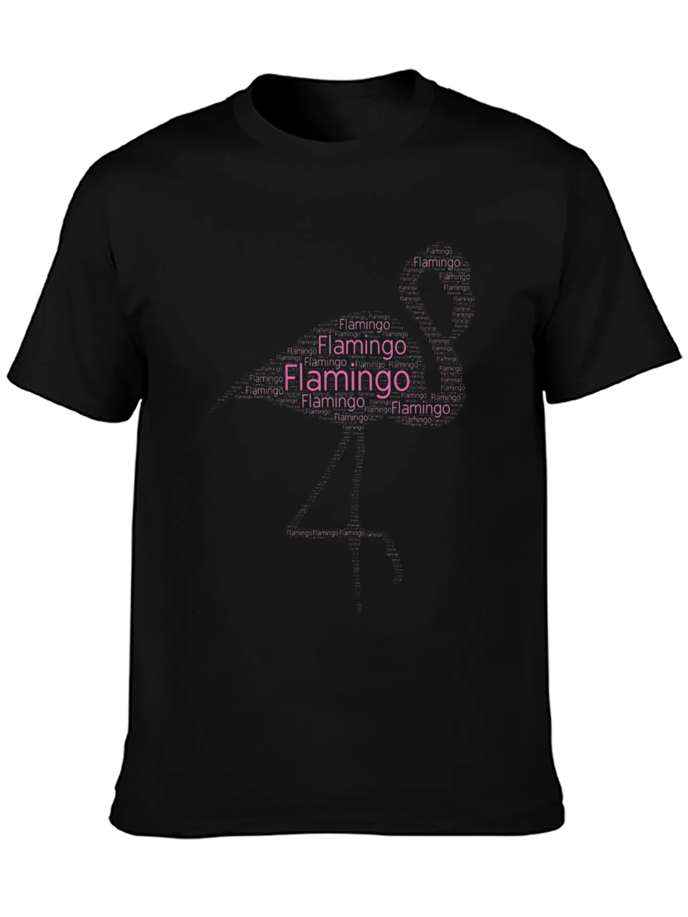 Flamingo Word Art Graphic Black T-Shirt