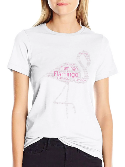 Flamingo Word Art Graphic Black T-Shirt