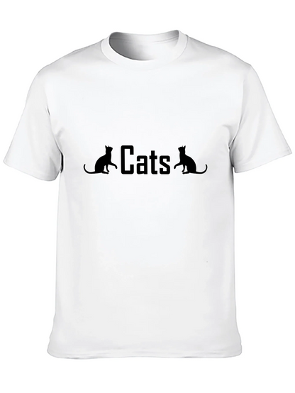 Cats Graphic Print Black T-Shirt