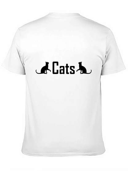 Cats Graphic Print Black T-Shirt