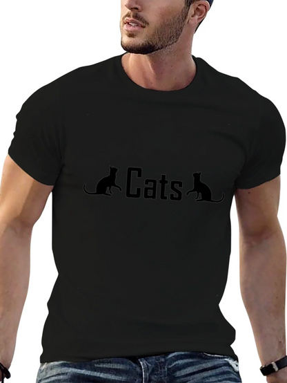 Cats Graphic Print Black T-Shirt