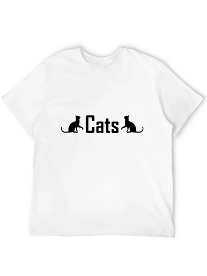 Cats Graphic Print Black T-Shirt