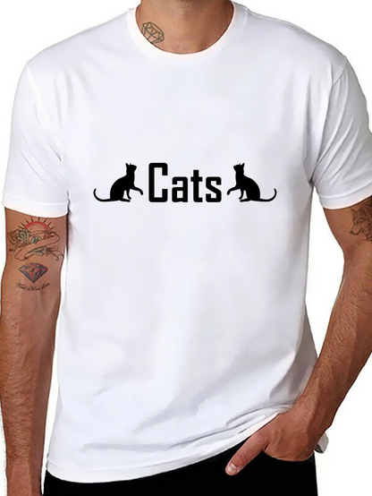 Cats Graphic Print Black T-Shirt