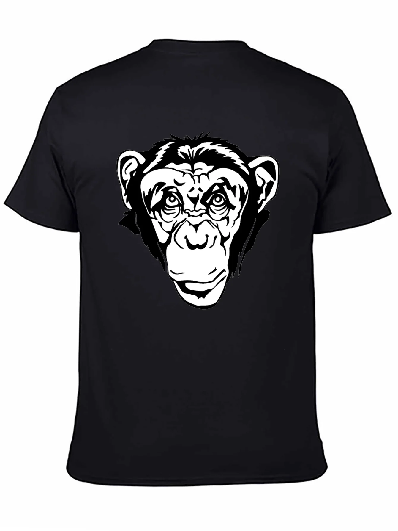 Black T-Shirt with Chimpanzee Graphic