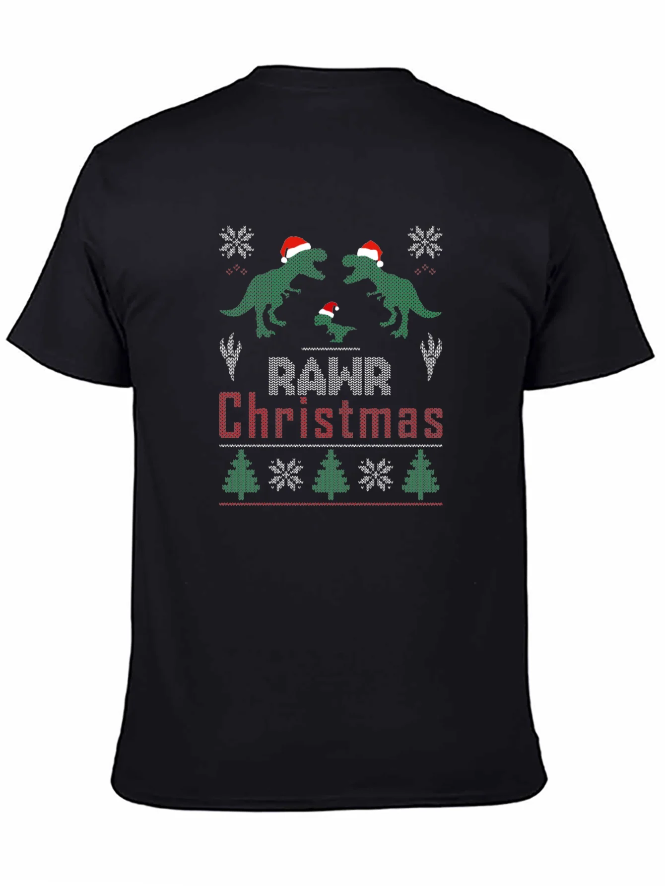 Rawr Christmas Dinosaur Ugly Sweater T-Shirt