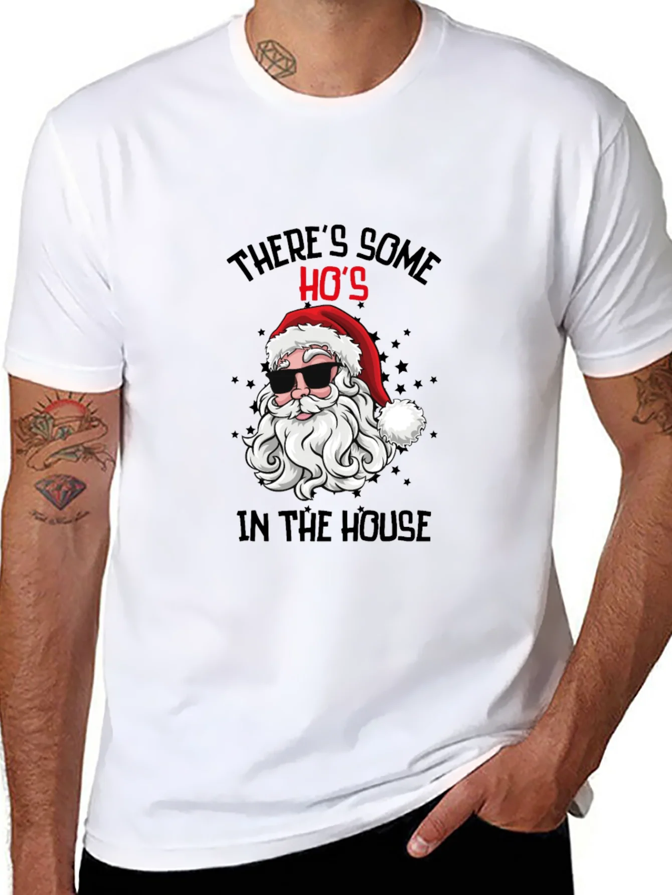 Cool Santa Christmas T-Shirt: Theres Some Hos
