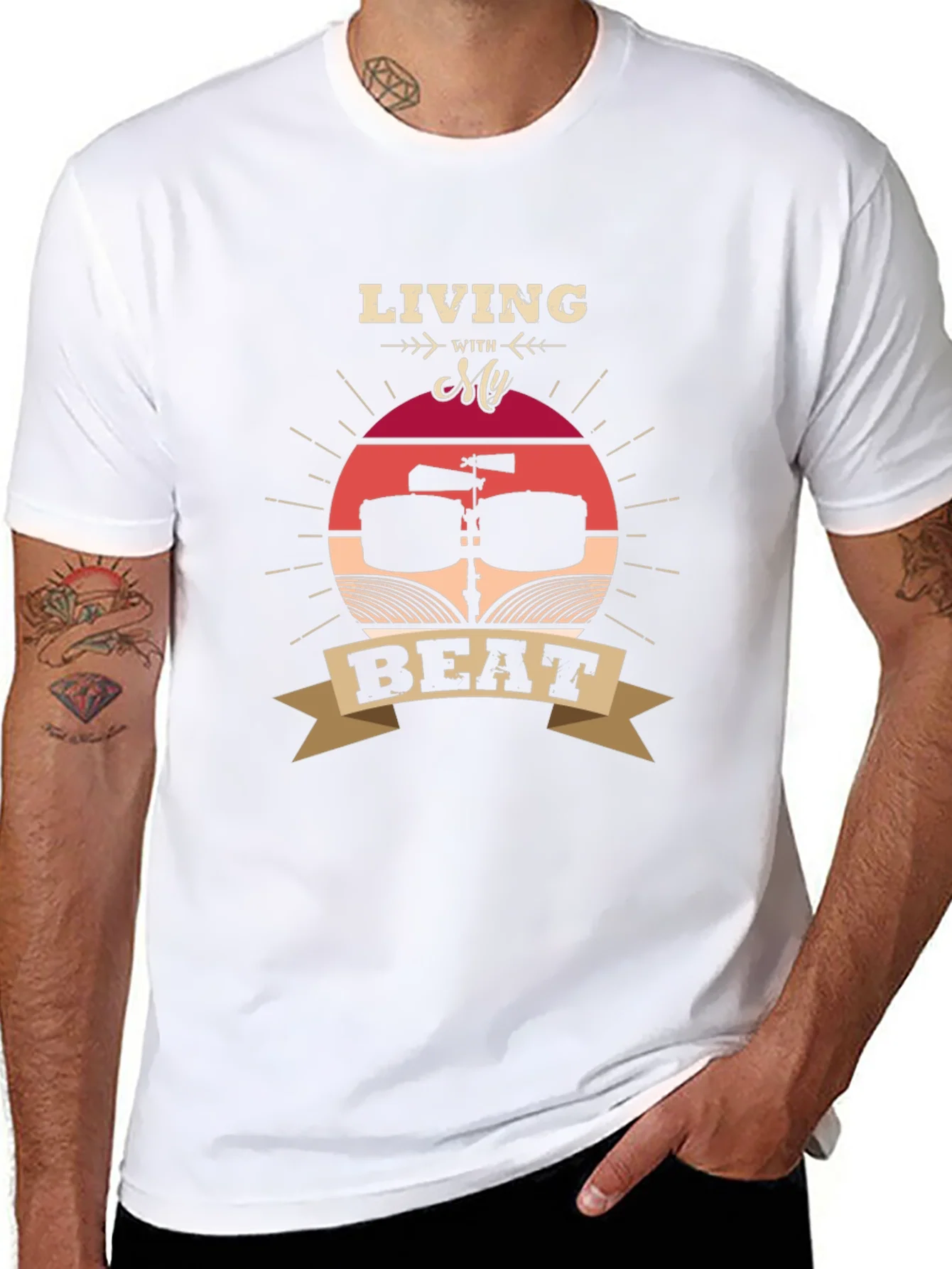 Living With My Beat T-Shirt - Music Lover Tee
