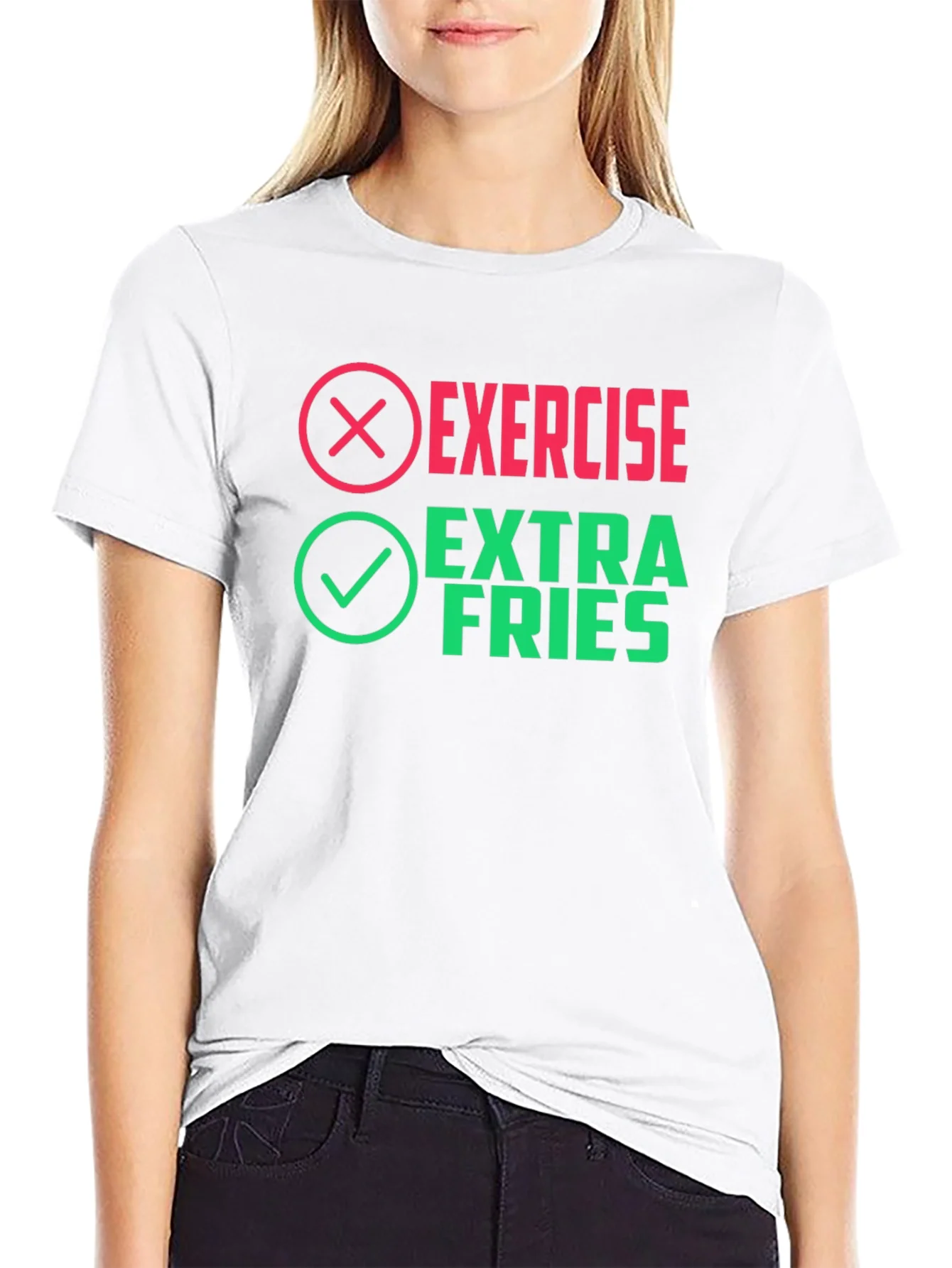 Exercise? Extra Fries! Novelty Graphic Tee