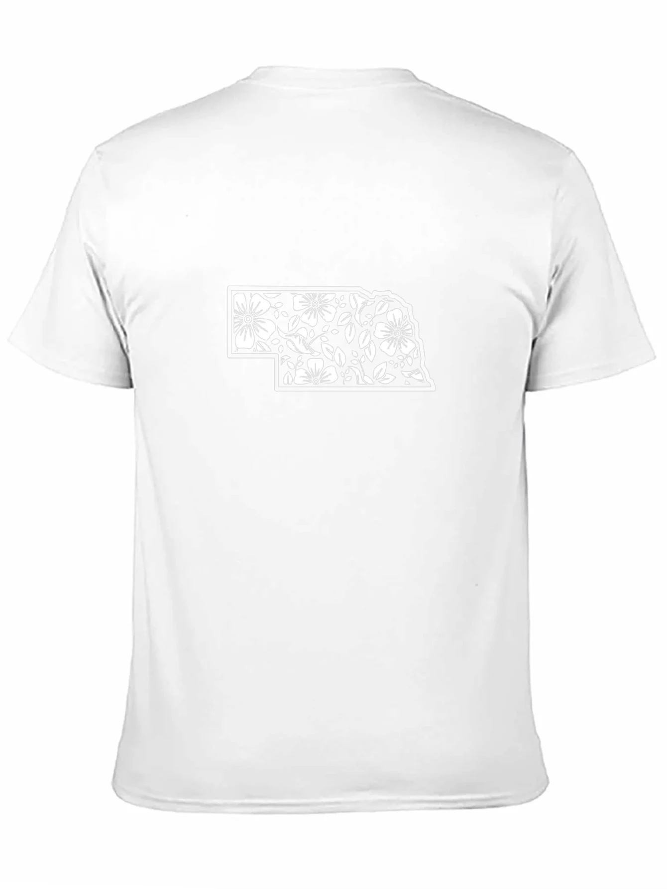 Nebraska Floral State Outline Black T-Shirt