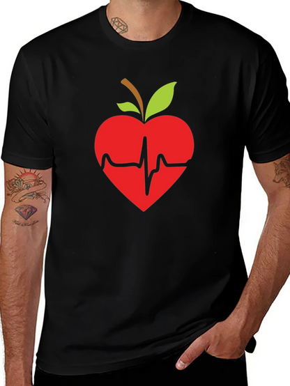 Apple Heartbeat Graphic Tee - Black T-Shirt