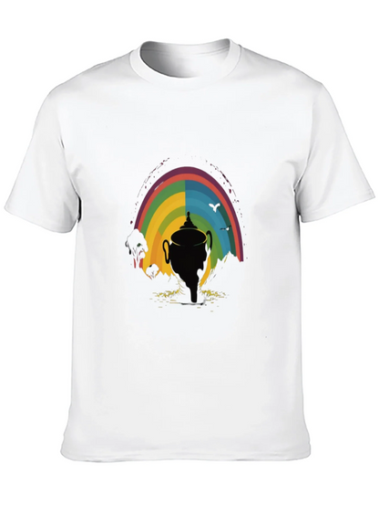Rainbow Trophy Graphic Tee - Black Cotton Shirt