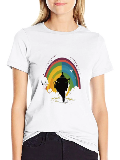 Rainbow Trophy Graphic Tee - Black Cotton Shirt