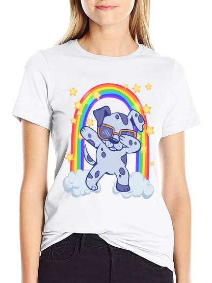 Dabbing Dalmatian Rainbow T-Shirt