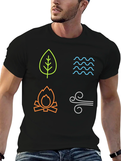 Four Elements Graphic T-Shirt - Earth Water Fire Air