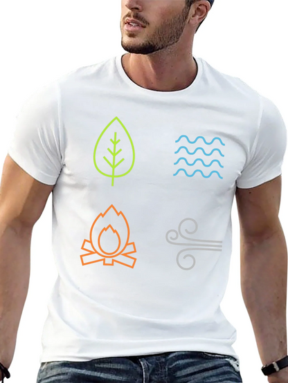 Four Elements Graphic T-Shirt - Earth Water Fire Air