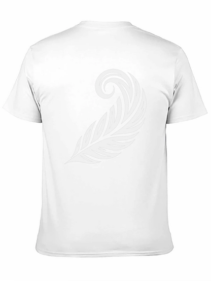 Stylish Feather Graphic Tee - Black