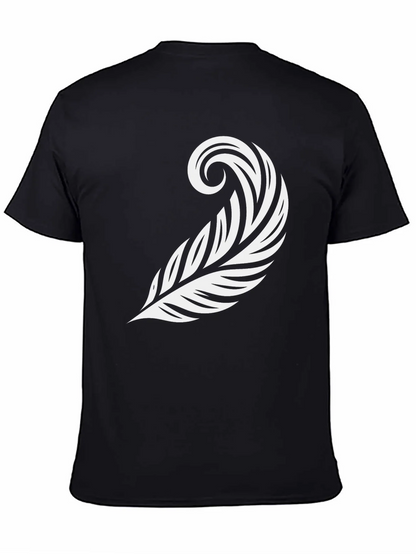 Stylish Feather Graphic Tee - Black