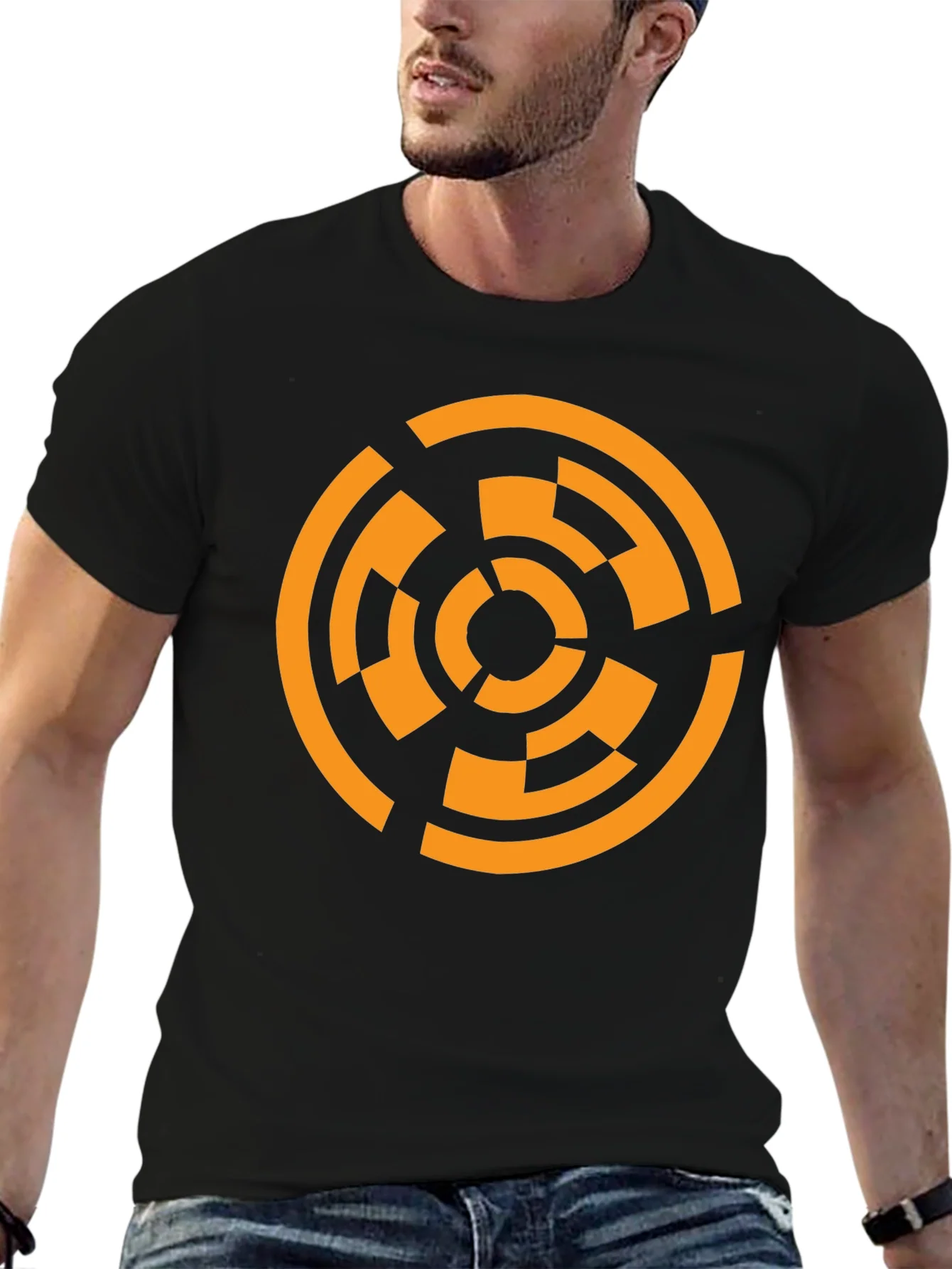Geometric Circle Graphic T-Shirt - Black