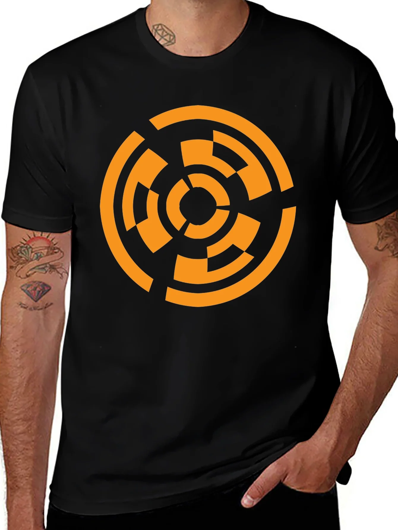 Geometric Circle Graphic T-Shirt - Black