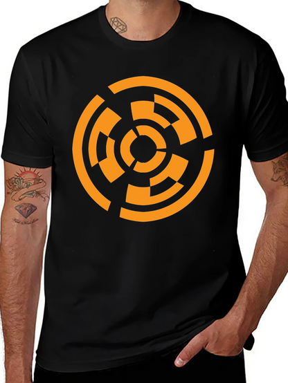 Geometric Circle Graphic T-Shirt - Black
