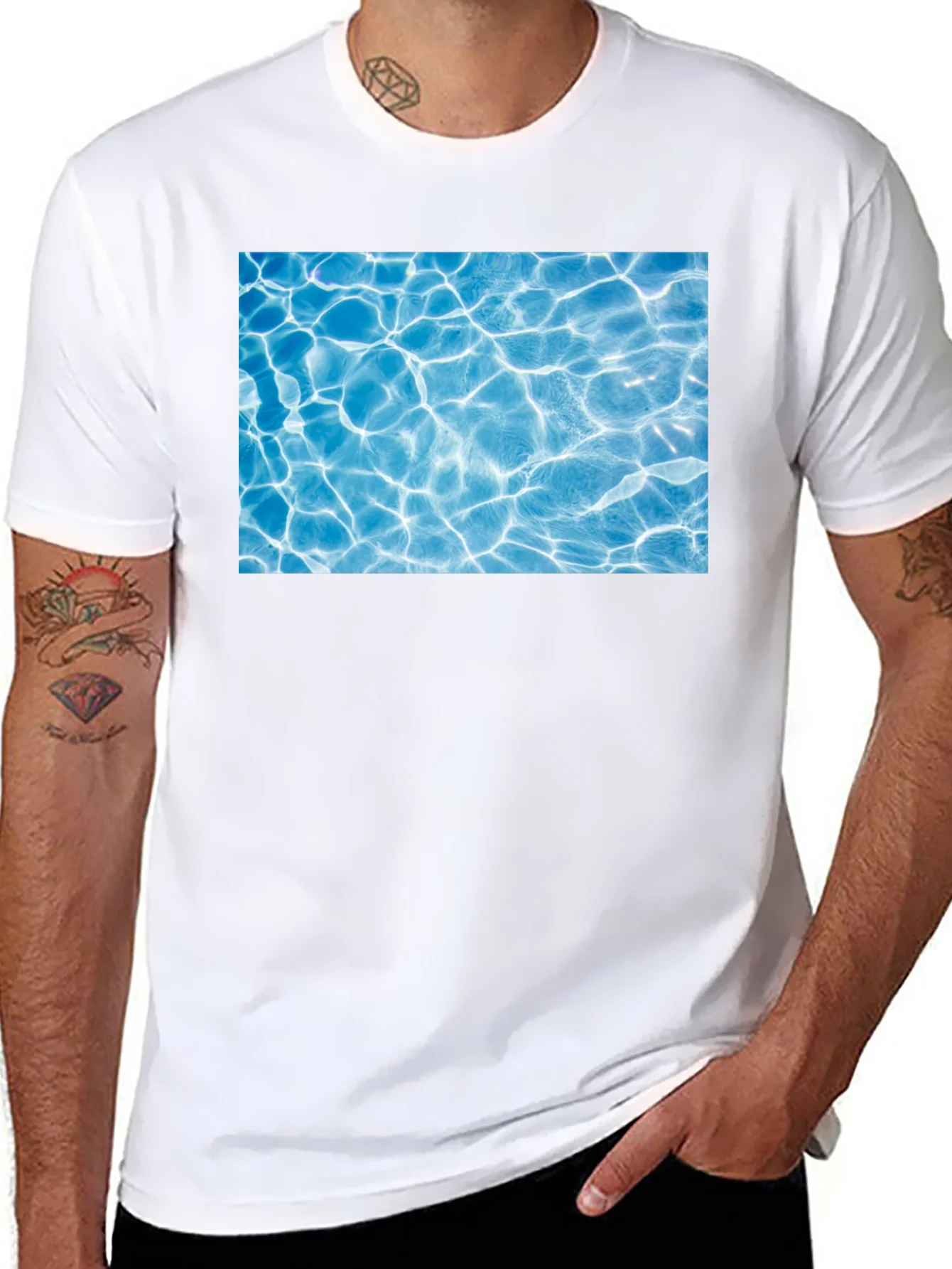 Pool Water Graphic Black Tee