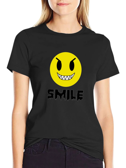 Evil Emoji Graphic Tee - Black Cotton T-Shirt