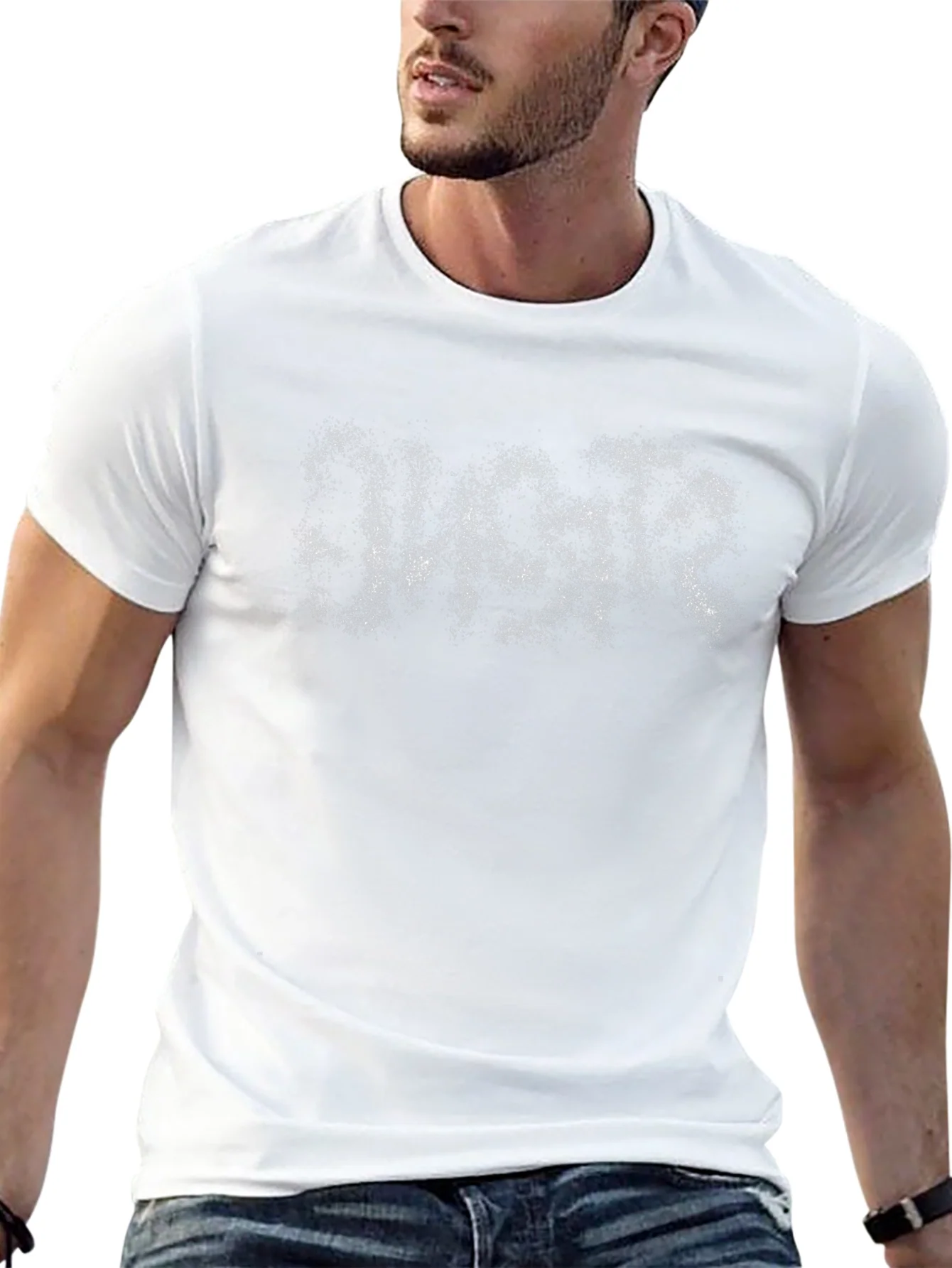 Mens Black T-Shirt with Distressed Graphic Print