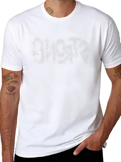 Mens Black T-Shirt with Distressed Graphic Print