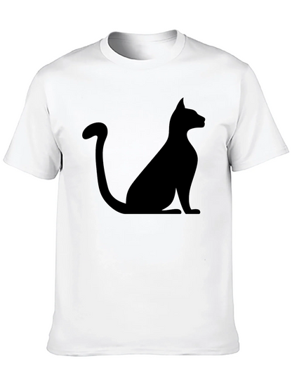Mens Black Cat Silhouette Graphic T-Shirt