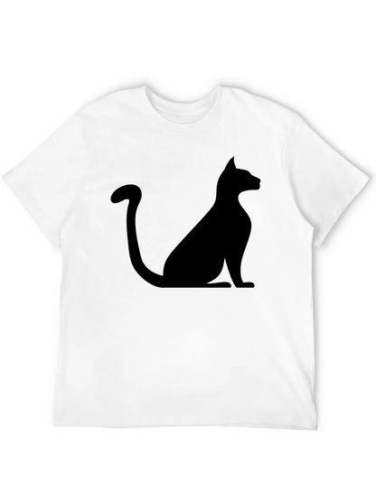 Mens Black Cat Silhouette Graphic T-Shirt
