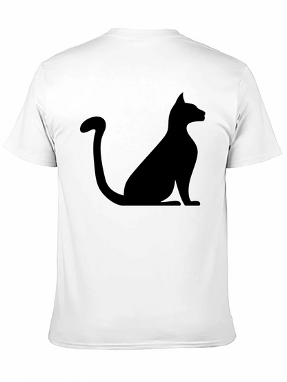 Mens Black Cat Silhouette Graphic T-Shirt