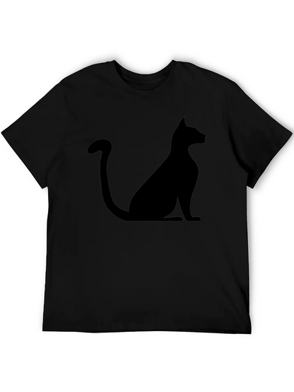 Mens Black Cat Silhouette Graphic T-Shirt