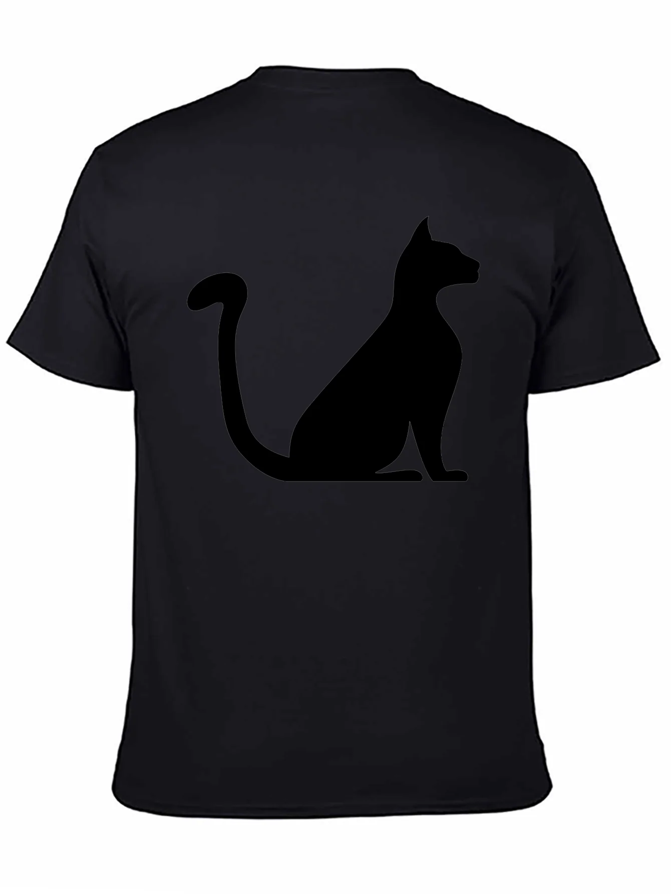 Mens Black Cat Silhouette Graphic T-Shirt