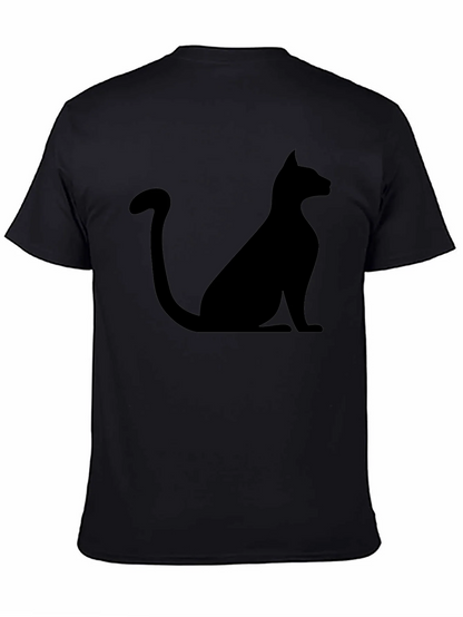 Mens Black Cat Silhouette Graphic T-Shirt