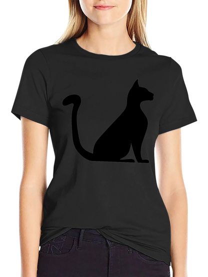 Mens Black Cat Silhouette Graphic T-Shirt