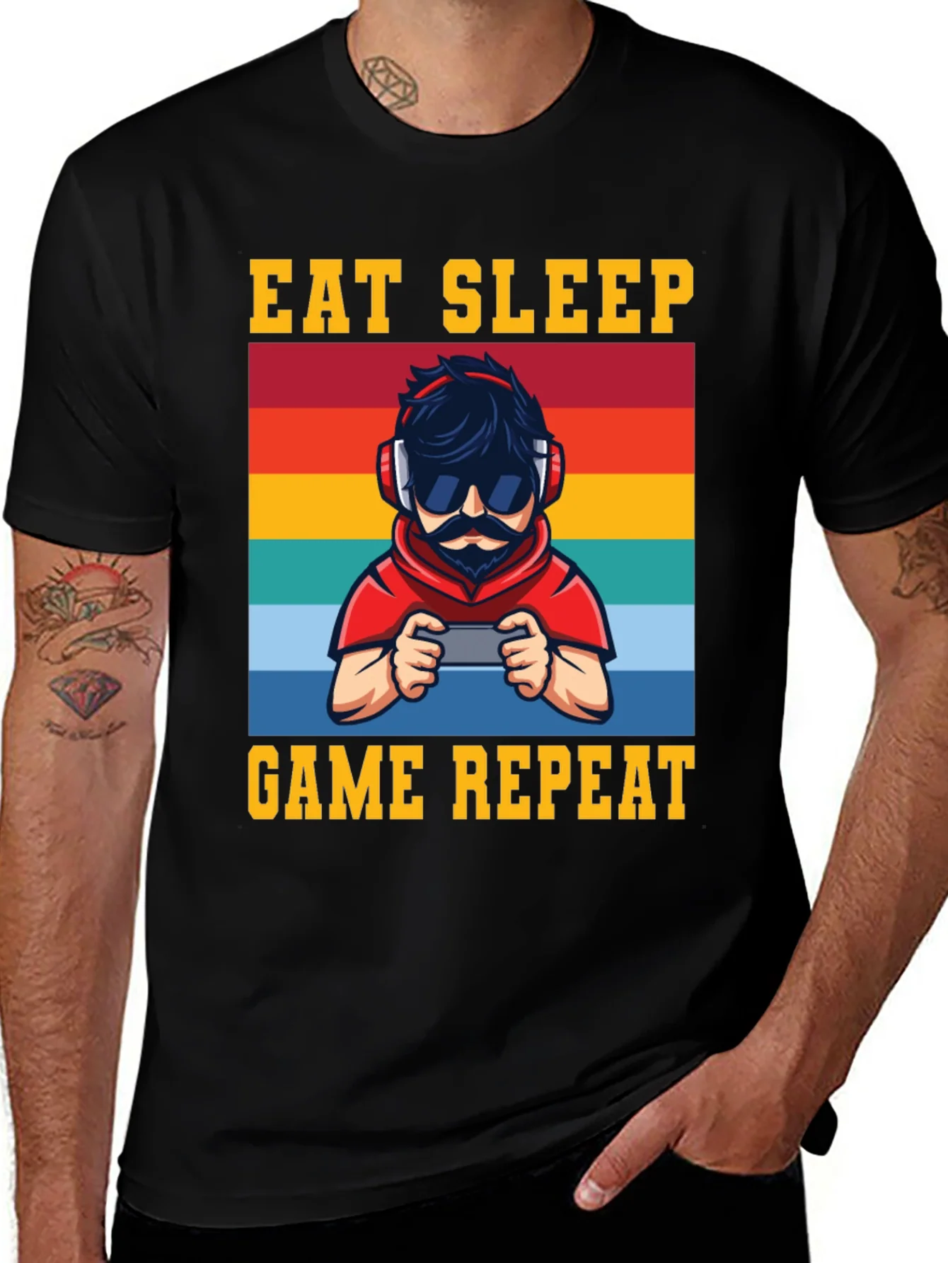 Eat Sleep Game Repeat Graphic Tee