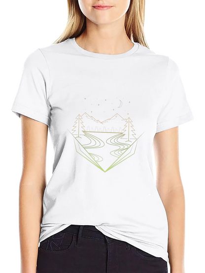 Geometric Landscape Graphic Tee - Black Cotton Blend