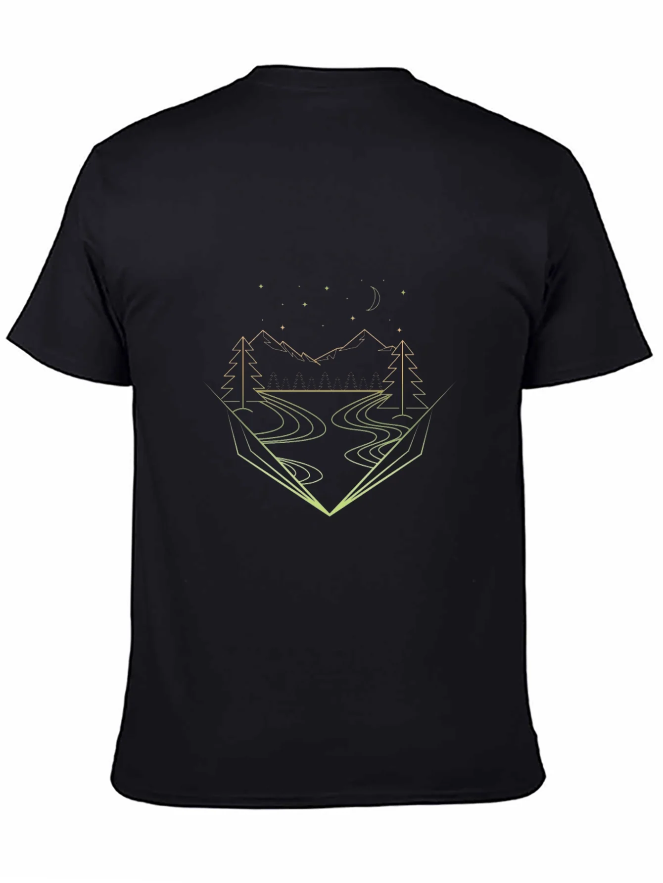 Geometric Landscape Graphic Tee - Black Cotton Blend