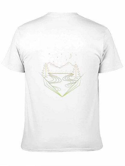 Geometric Landscape Graphic Tee - Black Cotton Blend