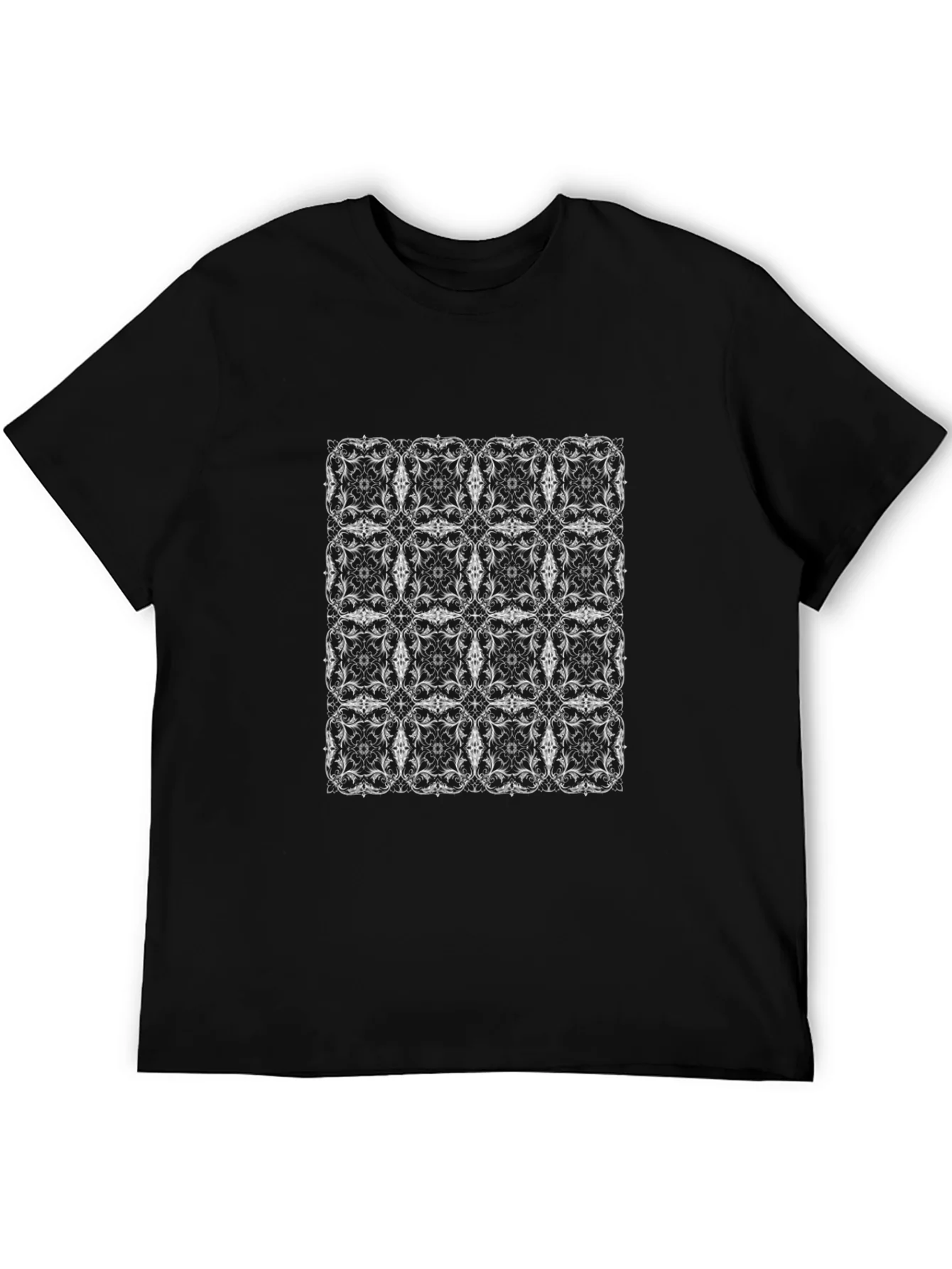 Elegant Patterned Mens Black T-Shirt
