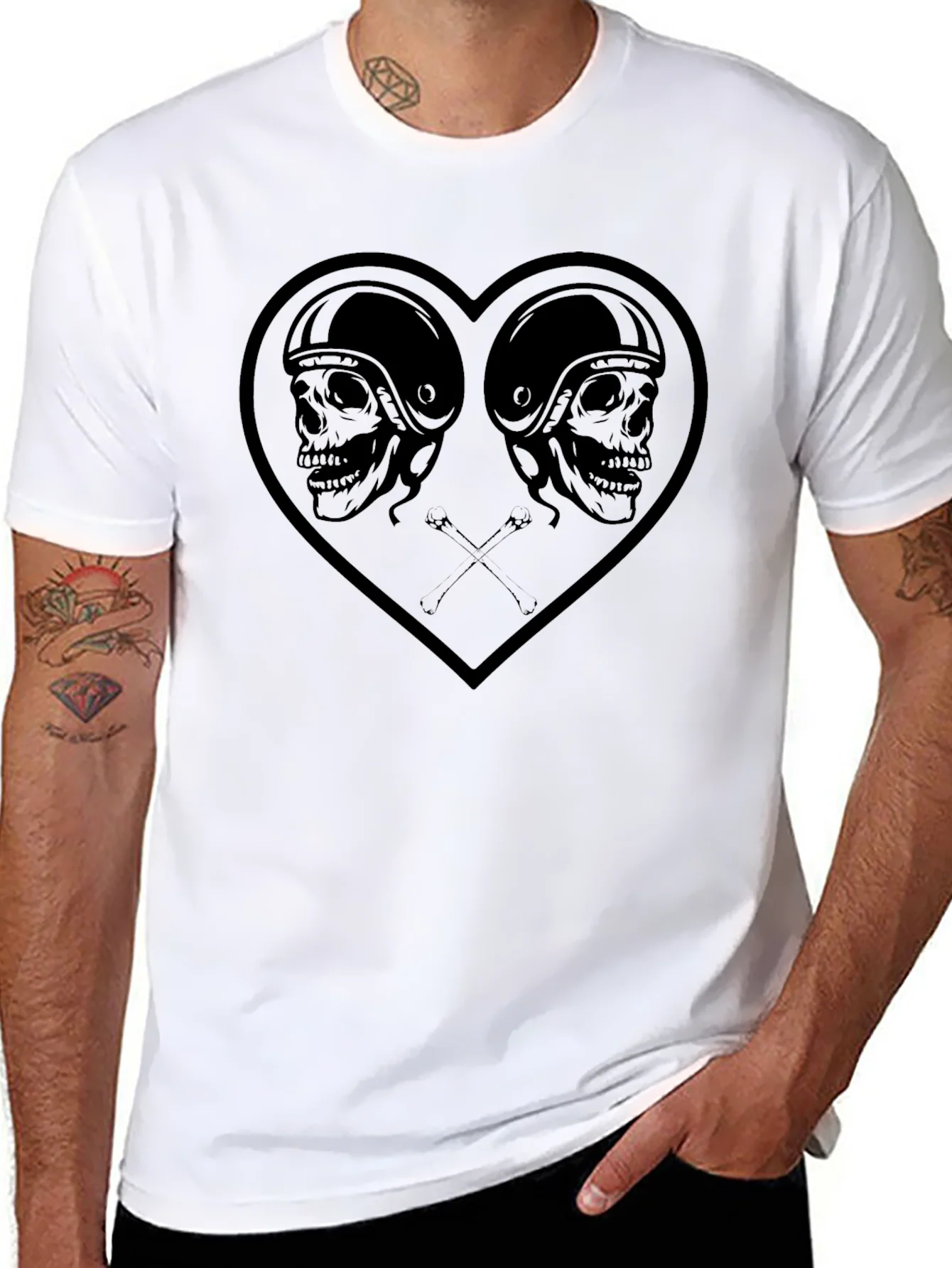 Skull Heart Graphic Tee - Mens Black T-Shirt