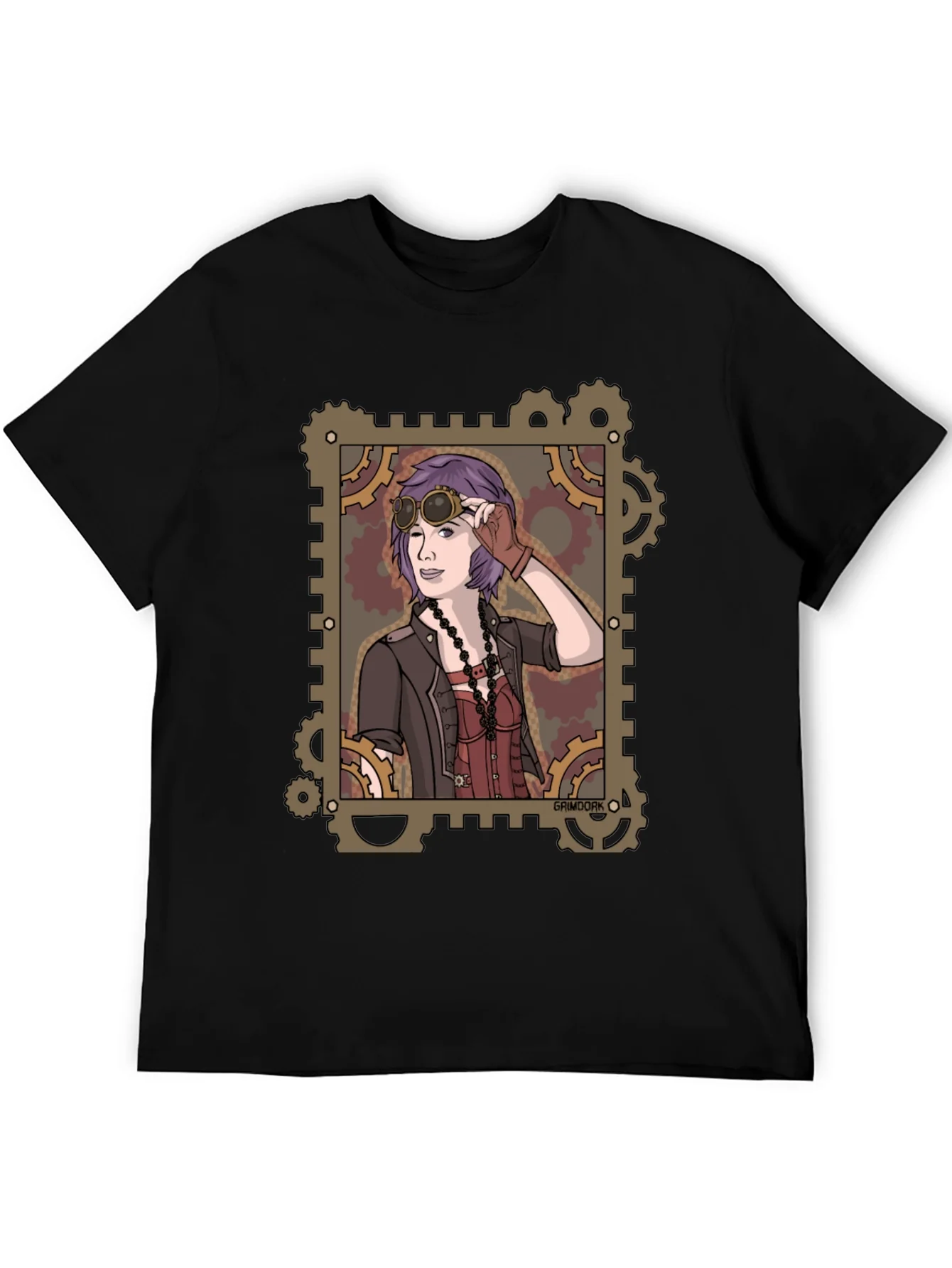 Steampunk Girl Graphic Tee - Gear Design