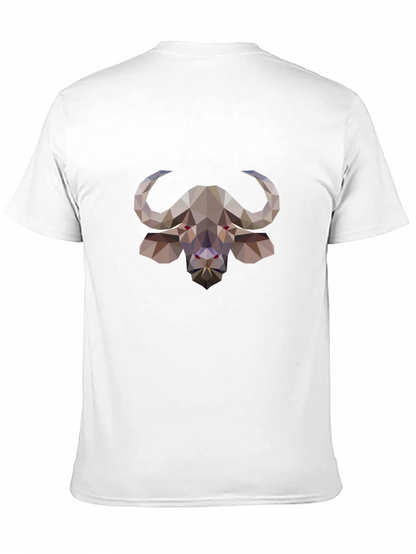 Geometric Buffalo Graphic Tee - Stylish Black T-Shirt