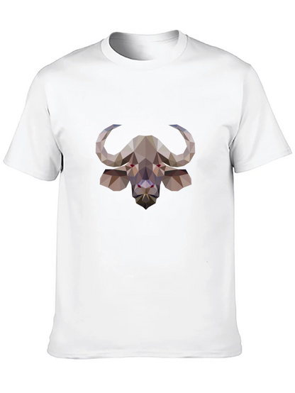 Geometric Buffalo Graphic Tee - Stylish Black T-Shirt
