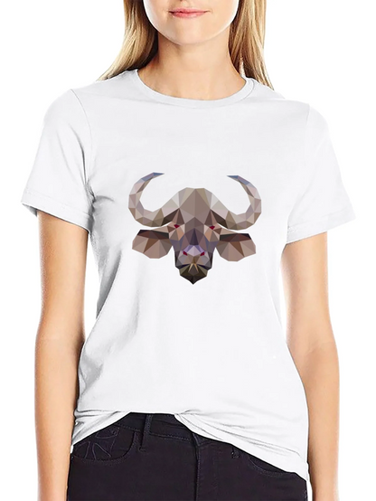 Geometric Buffalo Graphic Tee - Stylish Black T-Shirt