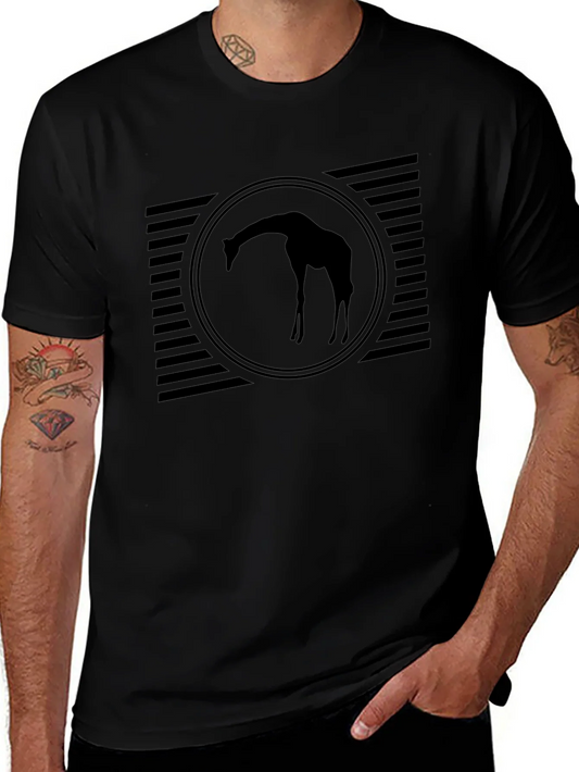 Mens Black Giraffe Silhouette Graphic Tee