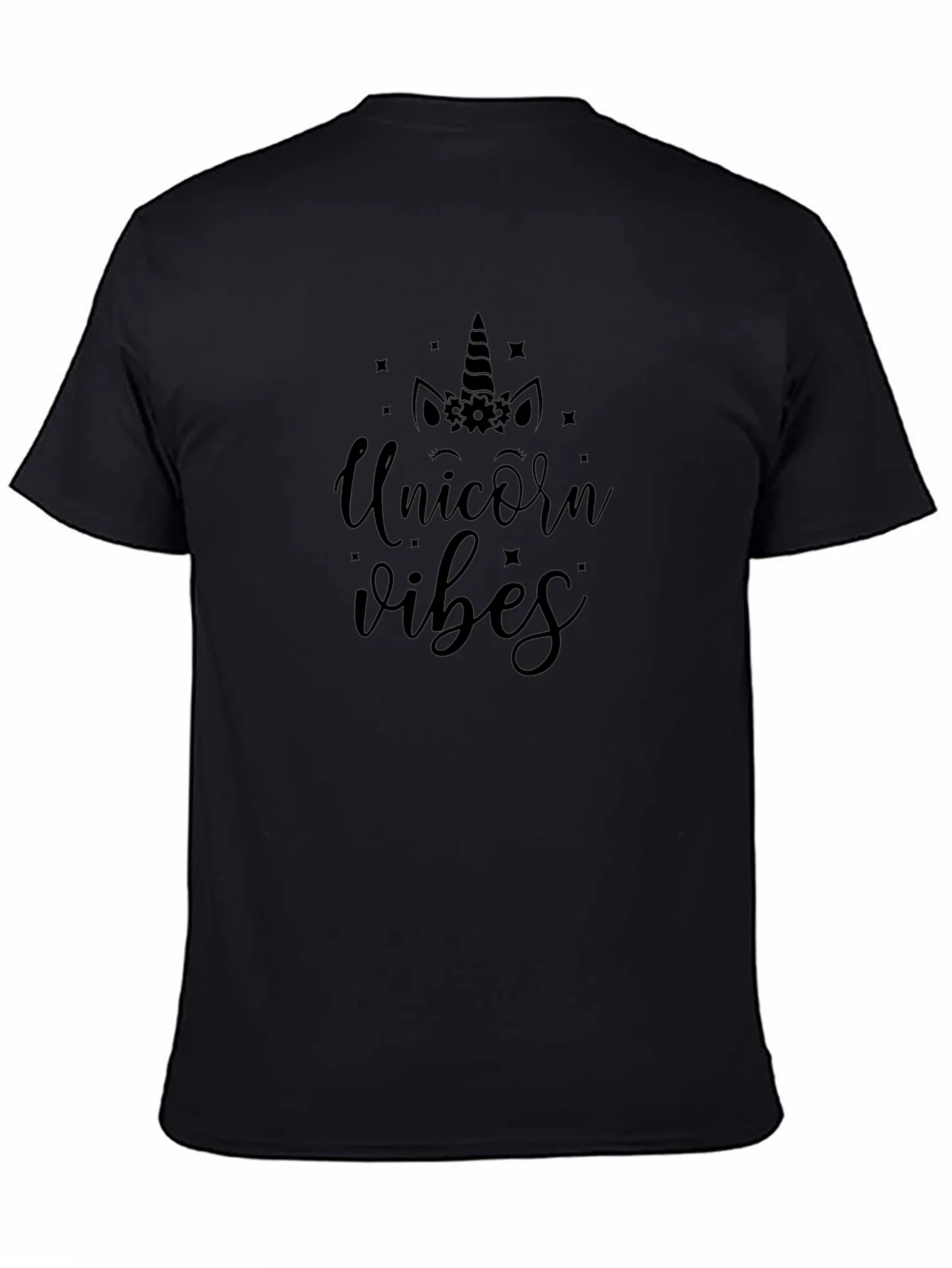 Unicorn Vibes Black Cotton T-Shirt