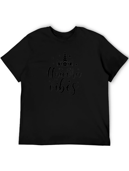 Unicorn Vibes Black Cotton T-Shirt
