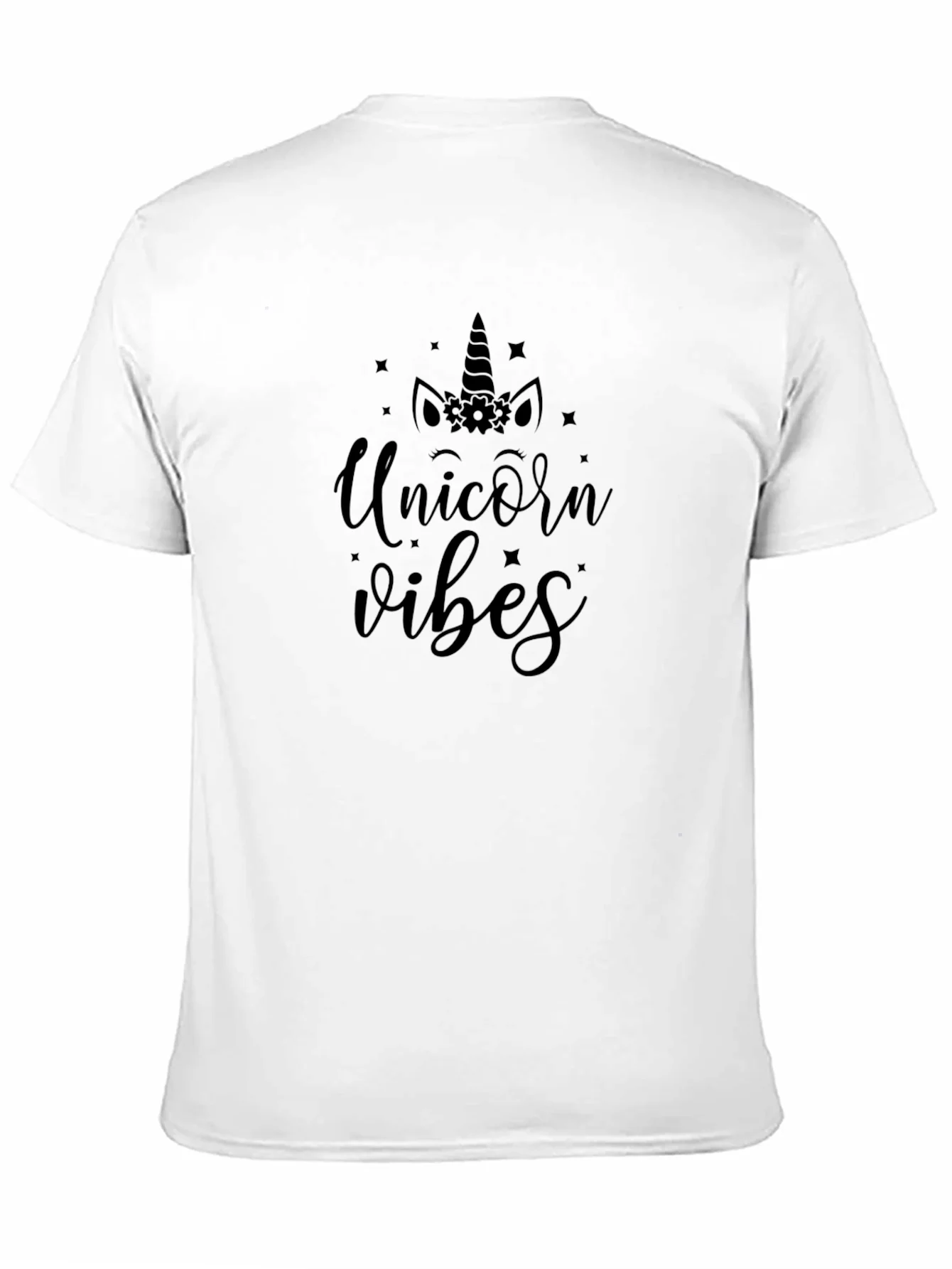 Unicorn Vibes Black Cotton T-Shirt